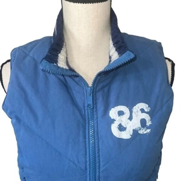 Pink Victoria’s Secret Blue Quilted Down Vest With Zipper Front Womens Sz XS/S - Picture 4 of 13
